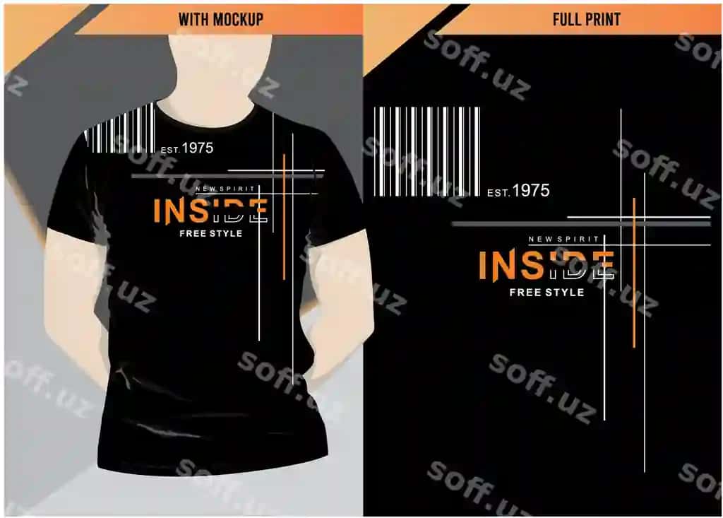 Ichidagi harflar dizayni futbolka modeli bilan to'liq bosish uchun tayyor | Inside typography design with tshirt mockup full printing ready