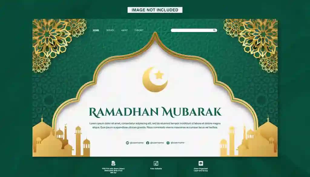 Islomiy mandala bilan Ramazon oyi muborak ochilish sahifasi banneri shabloni | Ramadan mubarak landing page banner template with islamic mandala
