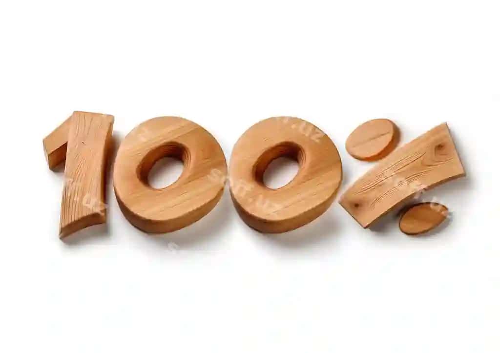Yong'iq blokda foiz belgisi bor. | Wooden block wood has percent sign it