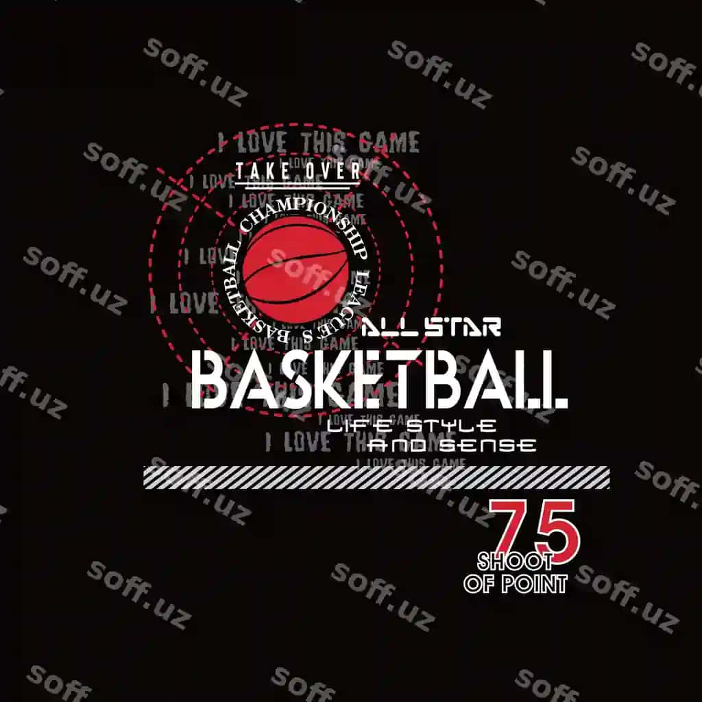 Basketbol dizayni tipografik vektor grafik illustratsiya bosish | Basketball design typography vector graphic illustration printing