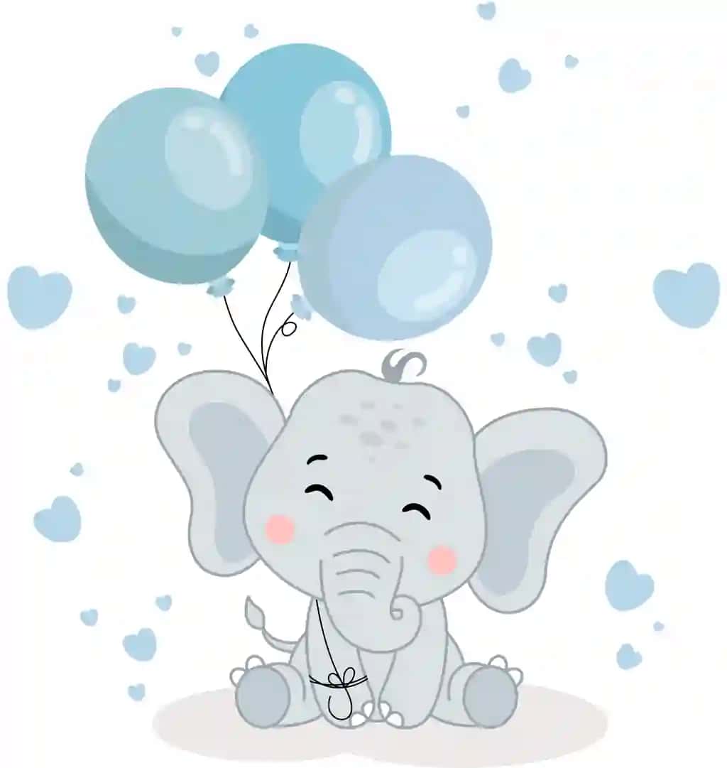 Yoqimli chaqaloq fil sharlarni ushlab o'tiradi | Cute baby elephant sitting holding balloons