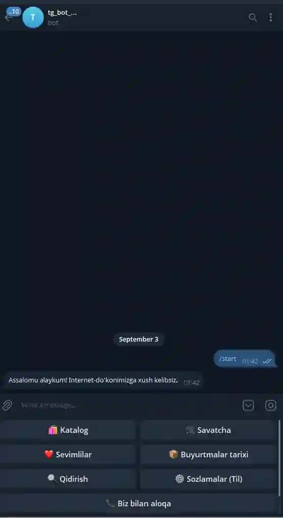 : Telegram E-Commerce Bot | Internet-do'kon va Onlayn Savdo Boti