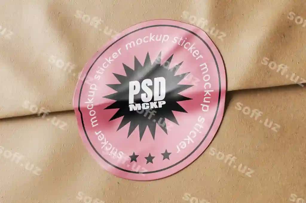 Haqiqiy tahrir qilish mumkin mockup doira shaffof stiker etiketi yopishgan | Realistic editable mockup round circle glossy sticker label glued