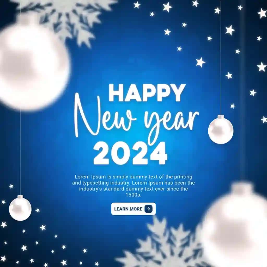 Psd yangi yil bilan 2024 fon shabloni | Psd happy new year 2024 background template