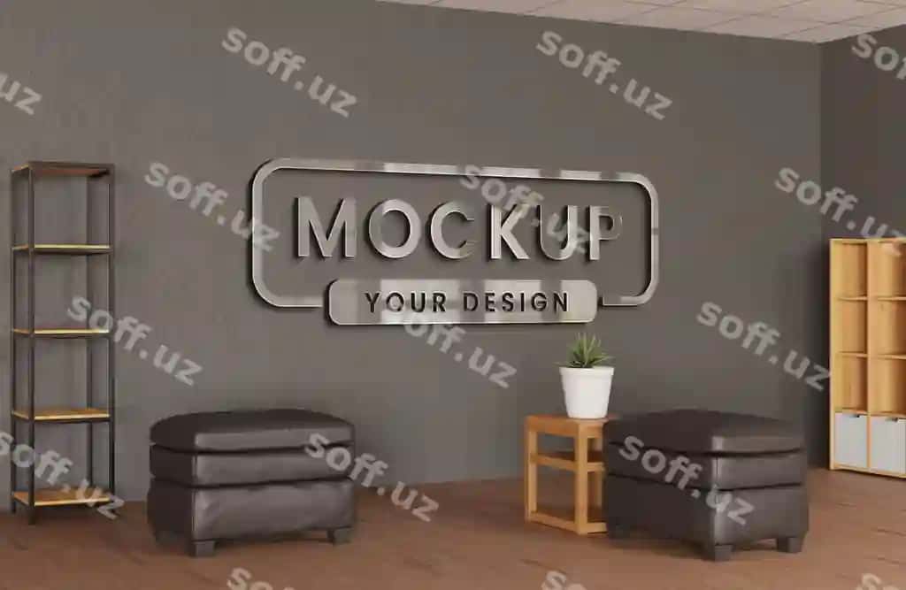 Ichki ofis logotipi mockup | Interior office logo mockup