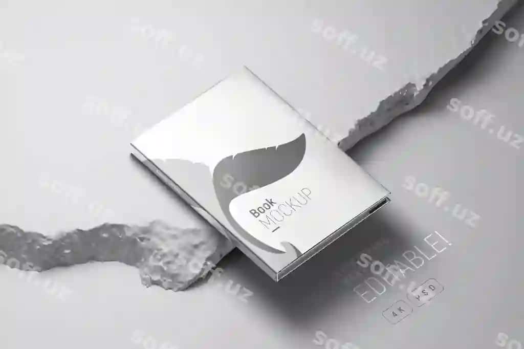 Kitob qopliq namunasi perspektiv ko'rinish | Book cover mockup perspective view