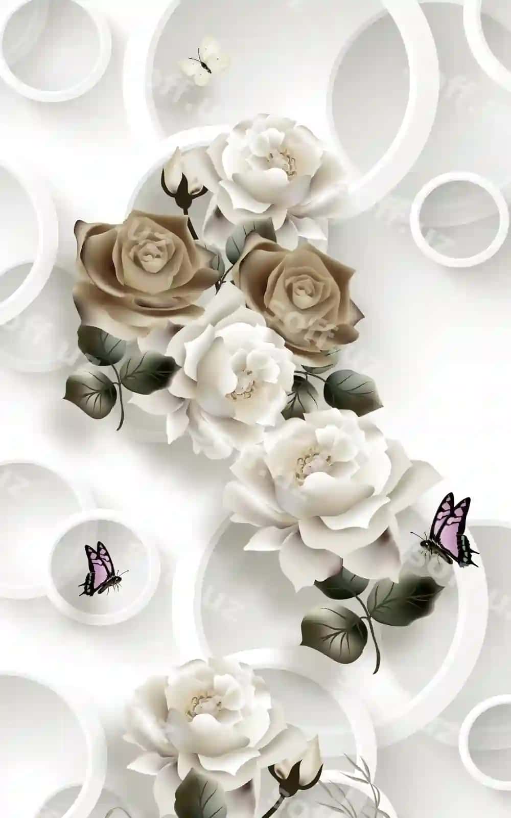 Gul dizaynli ichki raqamli bosish gulli devor taxtalari | Flower decor wallpaper interior digital printing floral wall tiles