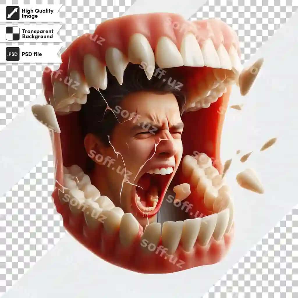 Psd kariesga ko'chirib qolgan tish shaffof fonda tahrir qilish mumkin | Psd tooth destroyed by caries transparent background with editable