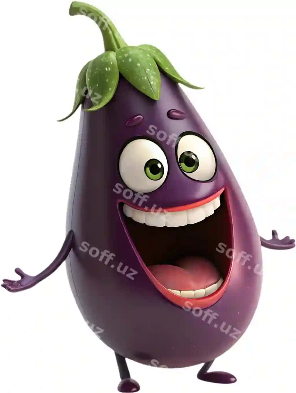 Chiroyli karyokat baqli kengaytirilgan hissiyotlar dizaynlari | Cute cartoon eggplant with exaggerated emotions designs