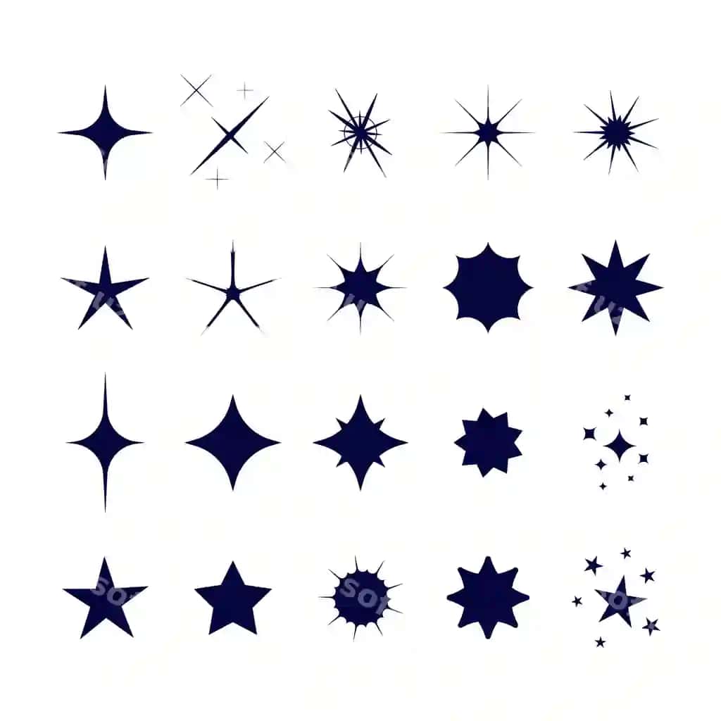 Tekis pufak yulduzlar to'plami | Flat sparklings star collection