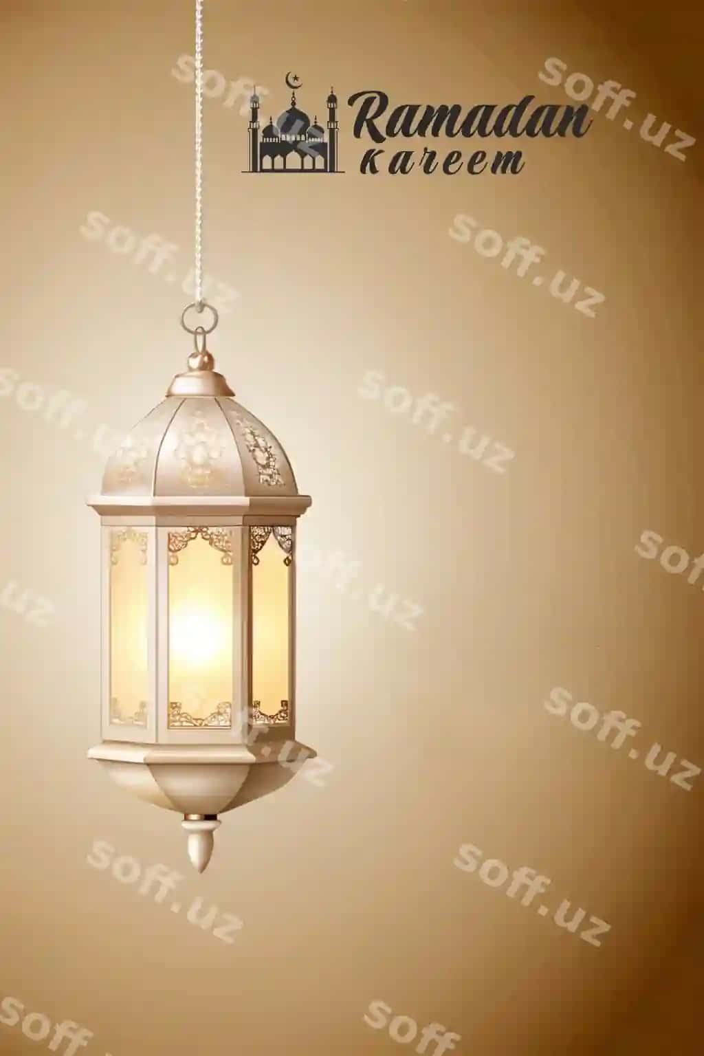 Ramazon kareem salom beruvchi plakat masjid chizmasi bilan | Ramadan kareem greeting poster with mosque design