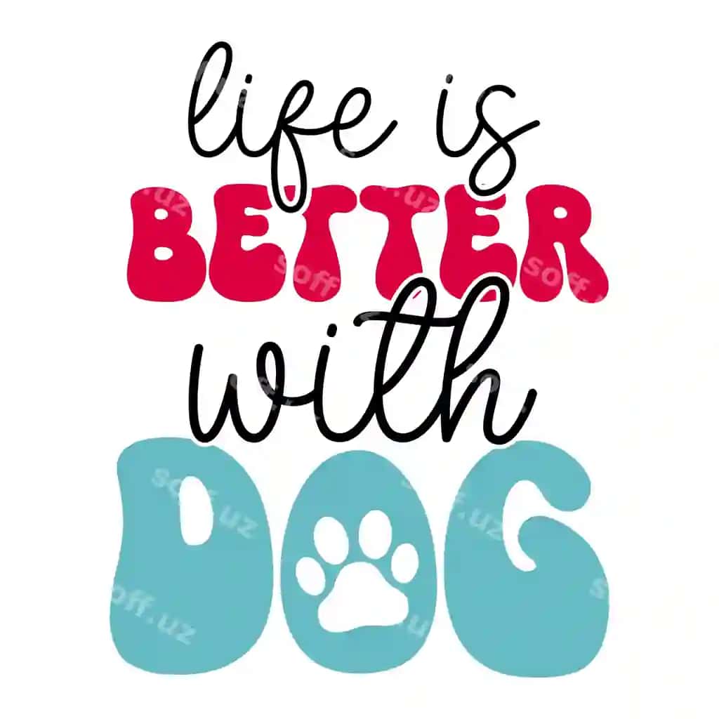 It bilan hayot yaxshiroq degan plakat | Poster that says life is better with dog