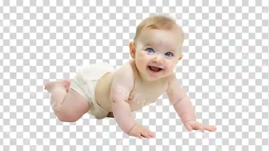 Go'zal baxtli bolani gulchilgan ajraltirilgan shaffof fonda | Beautiful happy baby smiling isolated transparent background