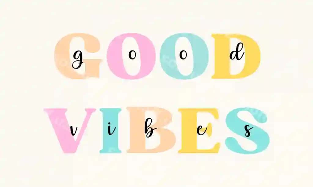 Yaxshi energiya go'zal rangli yozuv vektor illustratsiyasi iqtibos futbolka | Good vibes cute colorful lettering vector illustration quote t shirt