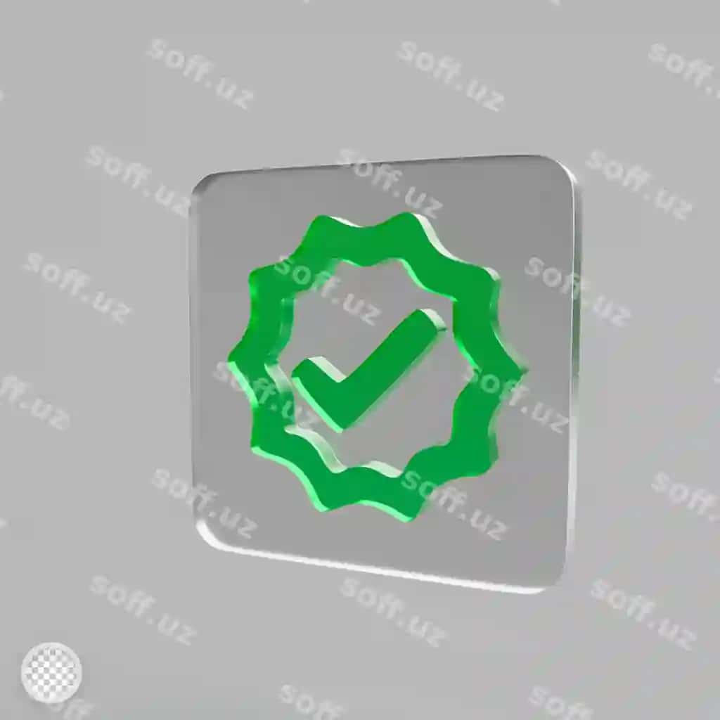 Shisha effektli 3D render illyustratsiyasi bilan tasdiqlangan belgi | Verified icon with glass effect 3d render illustration