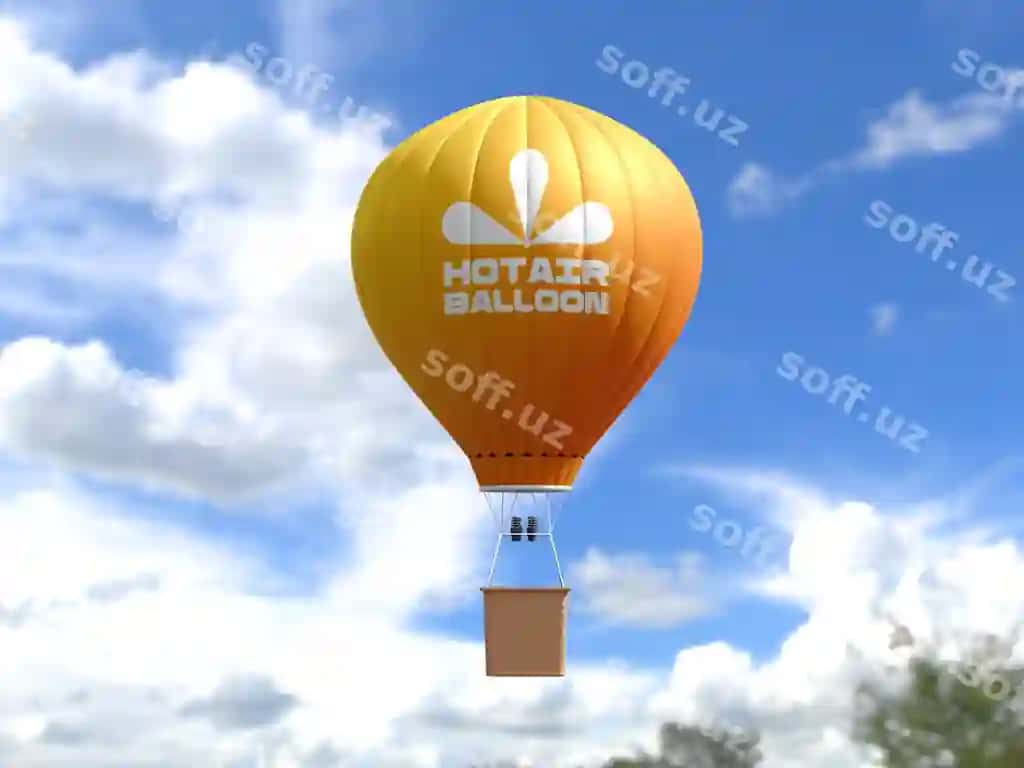Sovuq havo sharqi logotipi mockup | Hot air balloon logo mockup