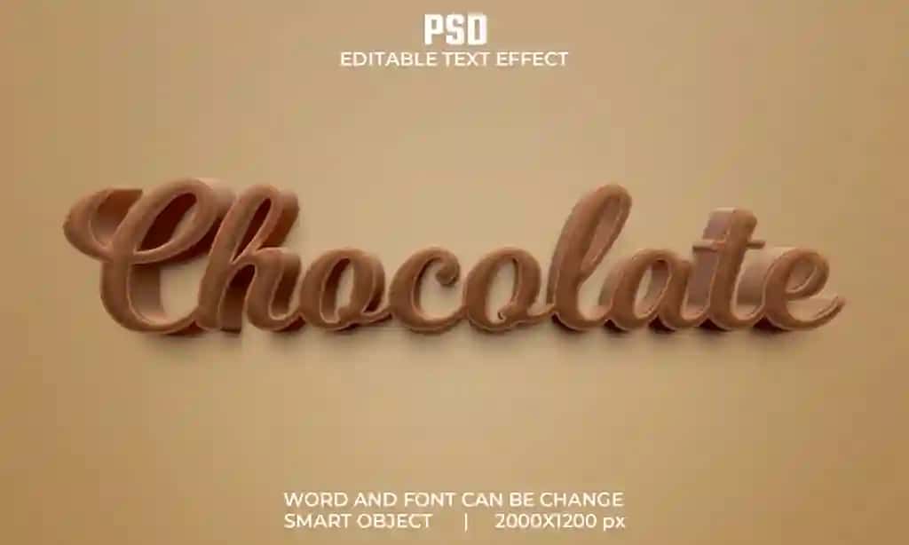Fon bilan shokoladli 3D tahrirlanadigan matn effekti premium psd | Chocolate 3d editable text effect premium psd with background