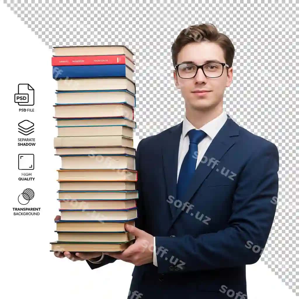 Talaba kitoblarni ushlab turibdi | Student holding stack books