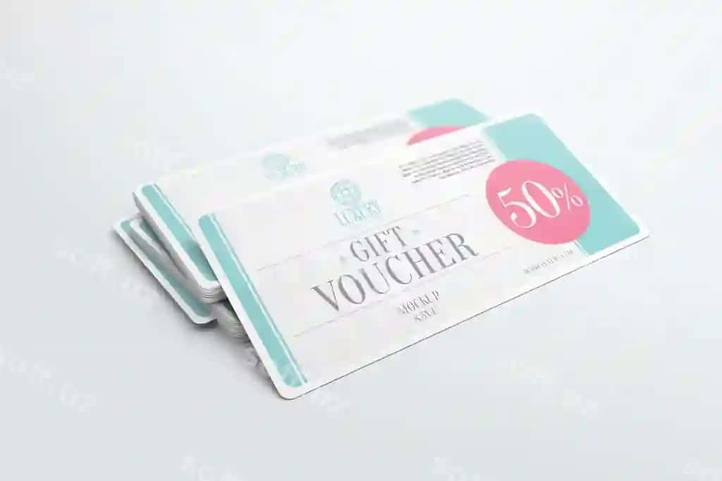 Sovg'a vocher stek mockup | Gift voucher stack mockup