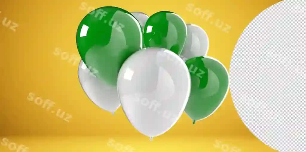 Sharqillar 3d render illustratsiya bayram tug'ilgan kun | Balloons 3d render illustration celebration birthday party