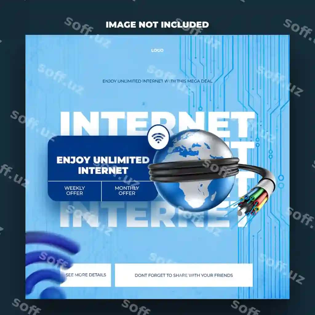 Ijtimoiy tarmoqlar shablon dizayni internet kompaniyasi | Social media template design internet company