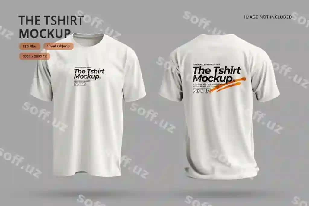 Oq futbolka maketi old tomondan orqa ko'rinish | White t shirt mockup front back view