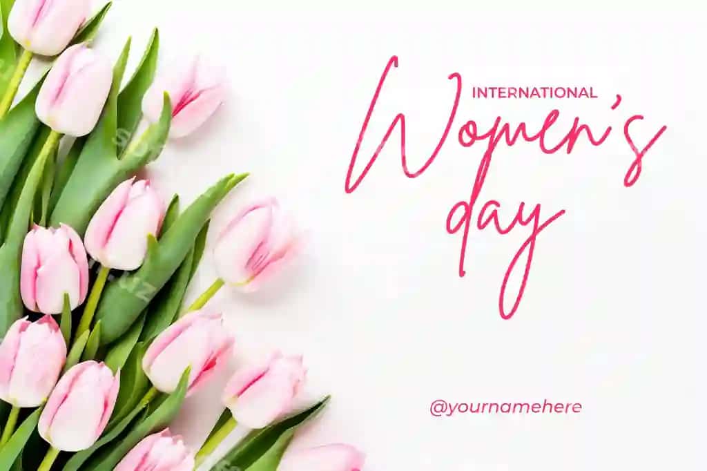 Xalqaro Ayollar kuni baner shabloni go'zal oq lola bilan | International womens day banner template with beautiful tulips white