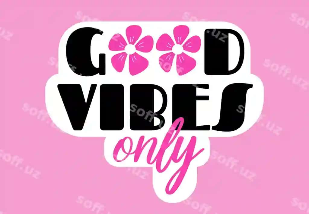 Faqat yaxshi energiya, chiroyli Y2K uslubi vektor harflar chamomile gullar bilan | Good vibes only cute y2k style vector lettering with daisy flowers