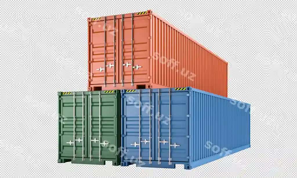 Izolyatsiya qilingan oq fonda metall yuk konteyneri | Metal cargo container isolated white background