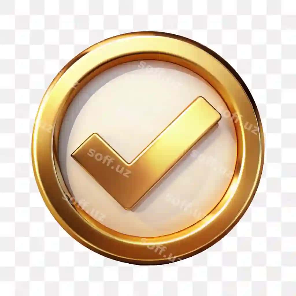 Shinovar oltin tekshirish belgisi ajraltirilgan shaffof orqa fonda | Glossy golden checkmark symbol isolated transparent background