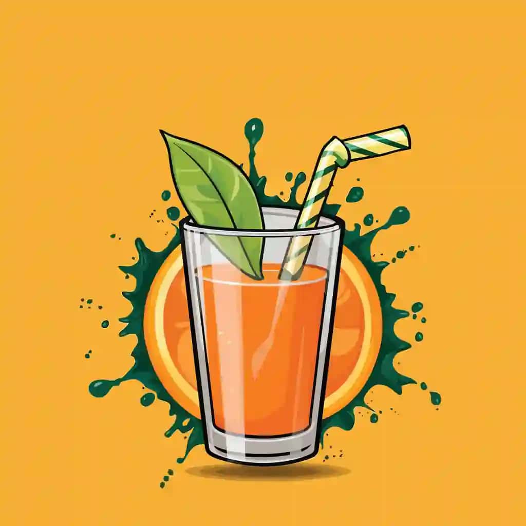 Somon yalpiz bargi qo'shilgan stakan apelsin sharbati | Glass orange juice with straw mint leaf it