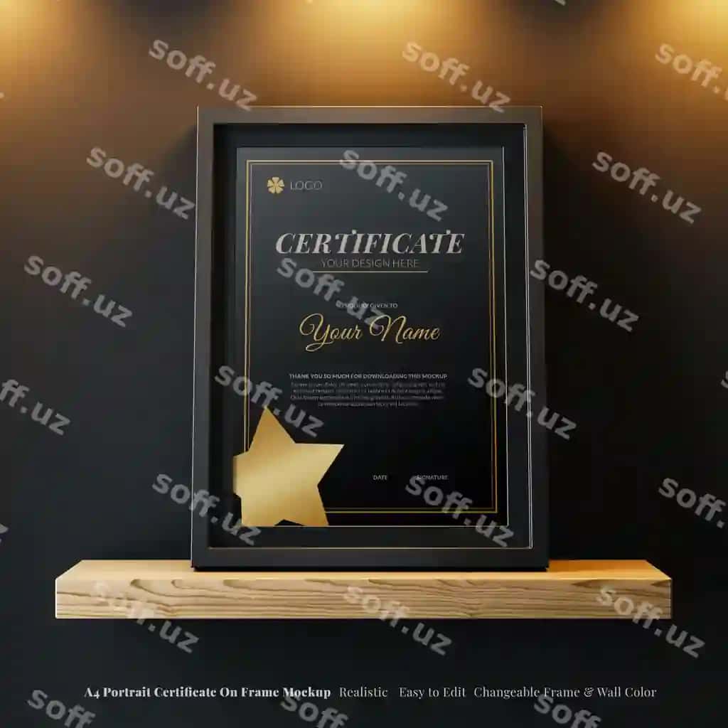 Haqiqiy A4 portret chiroyli sertifikat zamonaviy ramka tahrirlanga olinadigan | Realistic a4 portrait elegant certificate modern frame editable