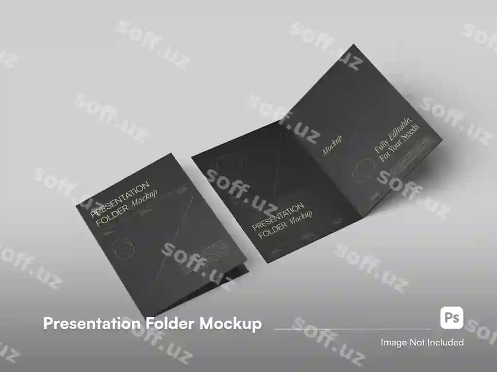 Izometrik taqdimot papkasining izolyatsiya qilingan 3D render maketi | Isometric presentation folder isolated 3d render mockup