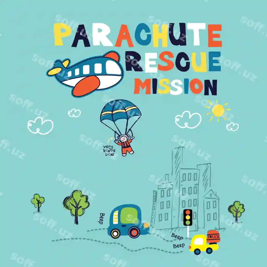 Chiroyli ayiq parashyut bilan tushgan vektor illustratsiyasi | Cute bear parachuting vector illustration