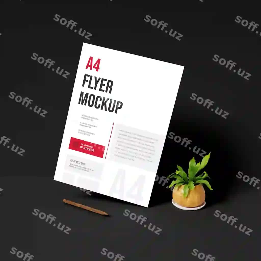 A4 flayer maket shablon psd 3D render | A4 flyer mockup template psd 3d render