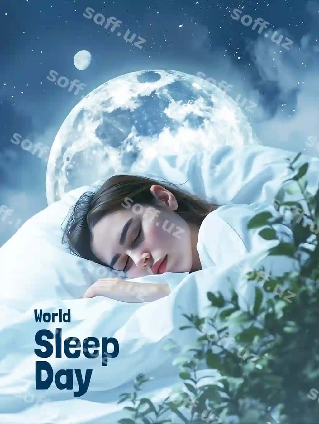 Dunyo Uxlash Kuni poyeztir shabloni Uxlash kuni Ijtimoiy Media shabloni | World sleep day poster template sleep day media social template