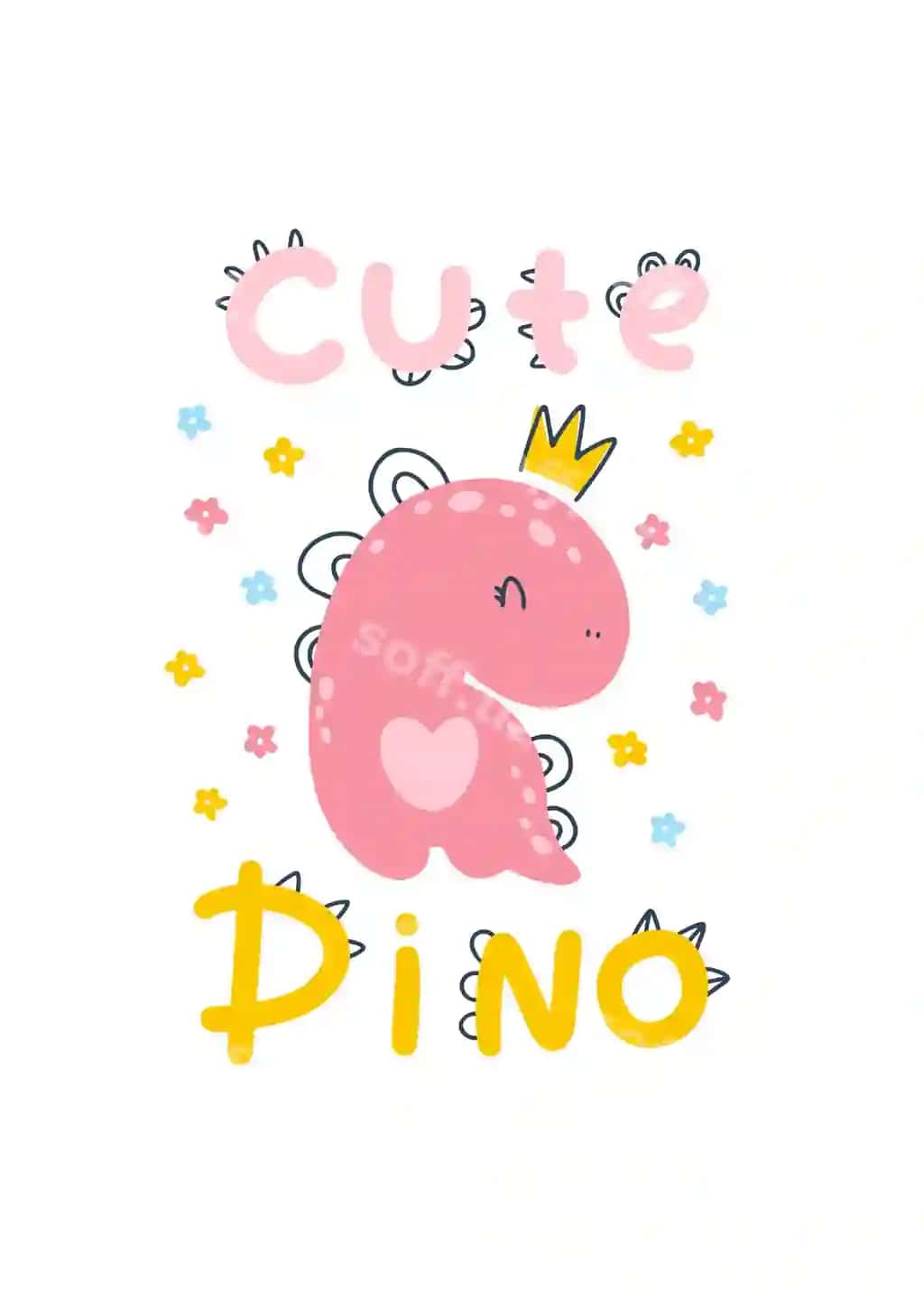 Dino kichik malika plakati chiroyli harflar, bolalik, oddiy, skandinav | Dino baby princess poster with cute lettering childish simple scandinavian