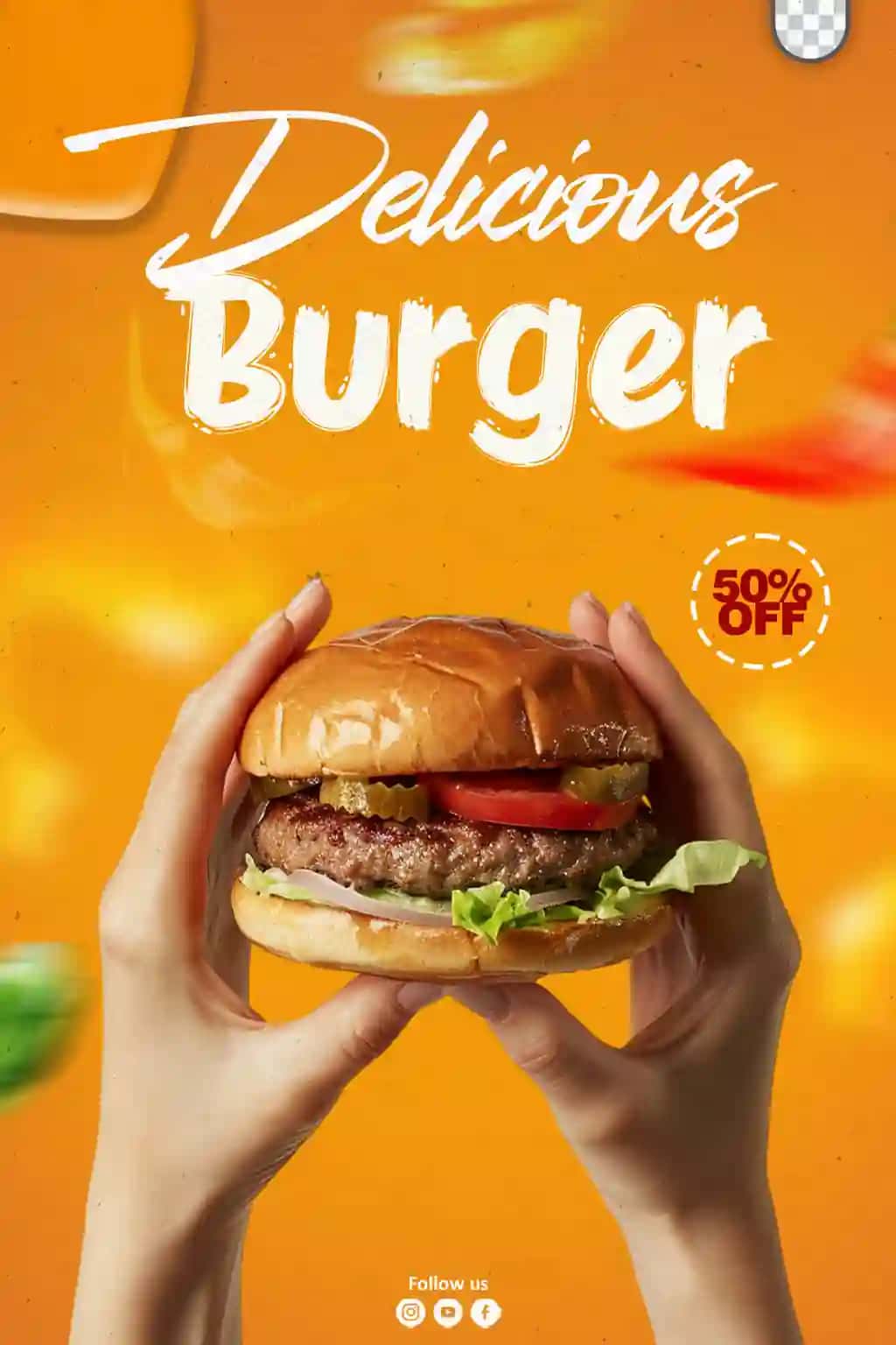 Burger tushlik taomlari ijtimoiy media post banner flayer shabloni | Burger lunch food social media post banner flyer template