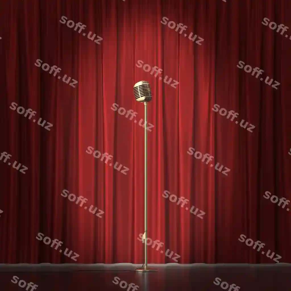 Retro oltin mikrofon qizil mato | Retro gold microphone red cloth