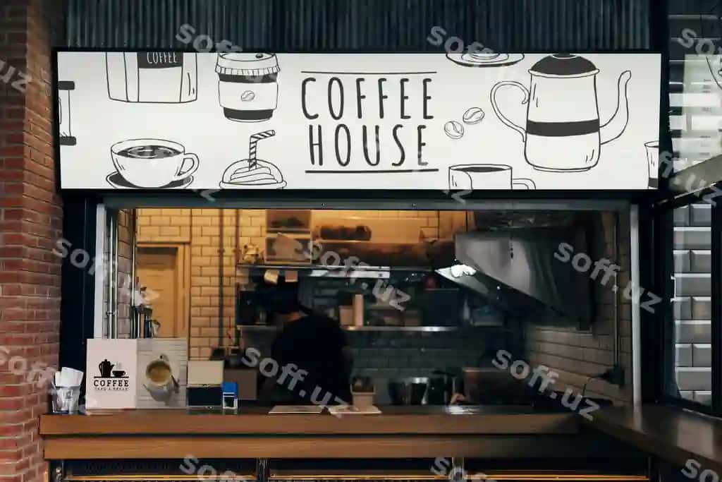 Namuna kofe uy do'kon | Mockup coffee house shop
