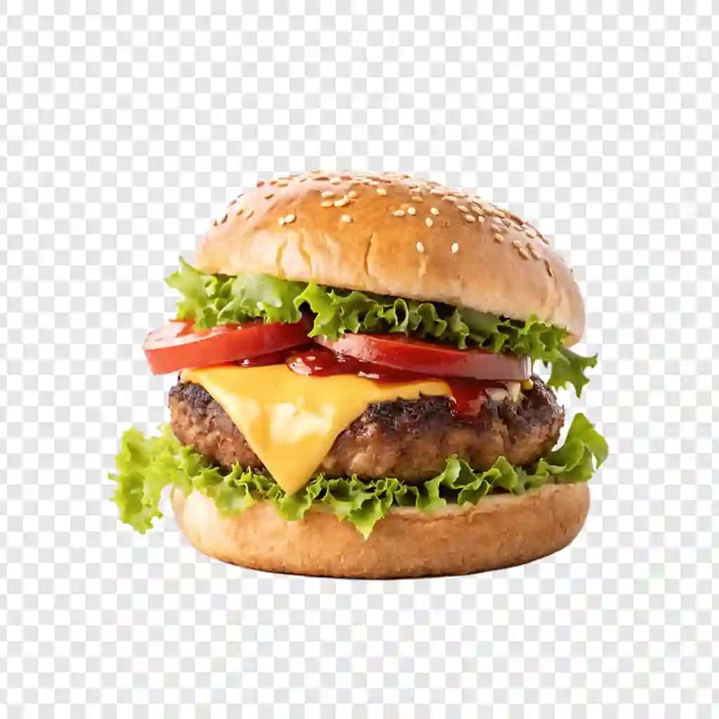 Juicy cheeseburger izolyatsiya qilingan shaffof fon | Juicy cheeseburger isolated transparent background