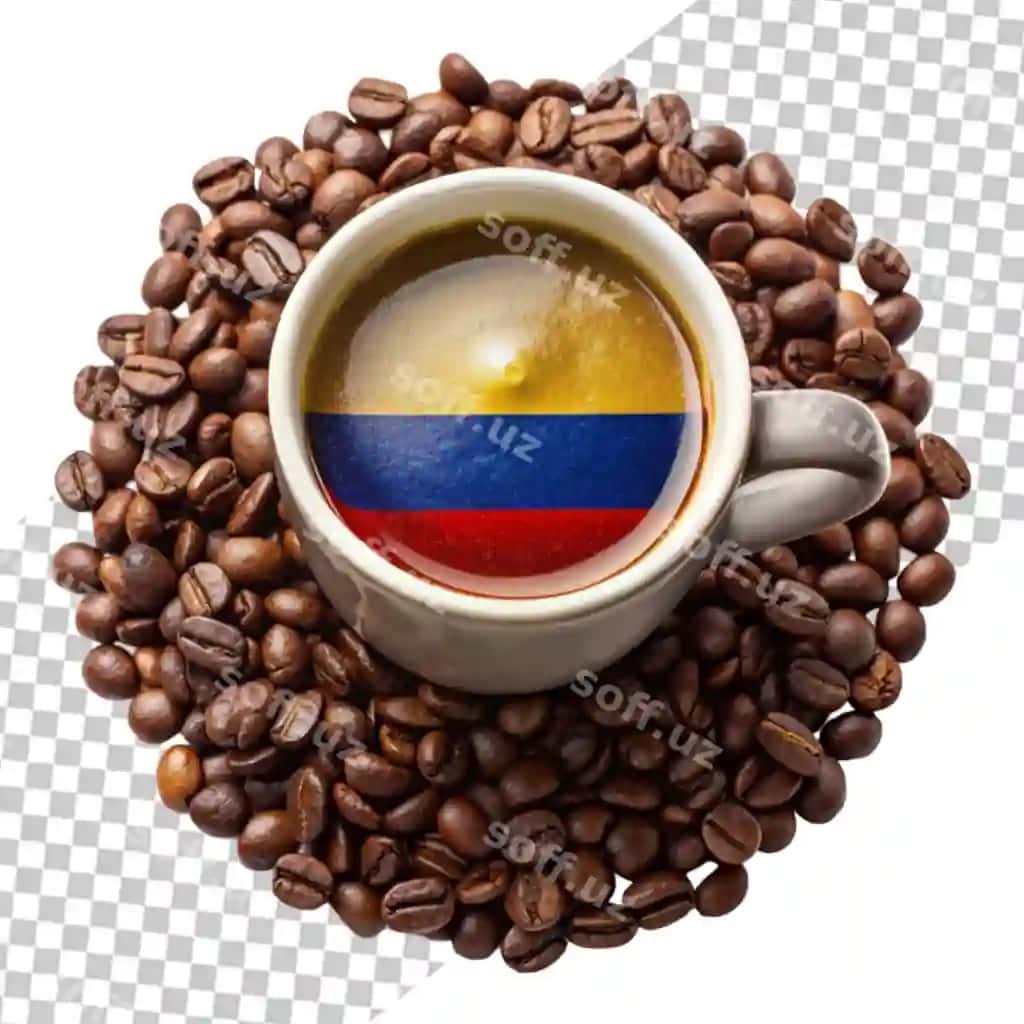 Fincan kofe kofe yong'oq tekis joylashuvi | Cup coffee coffee beans flat lay