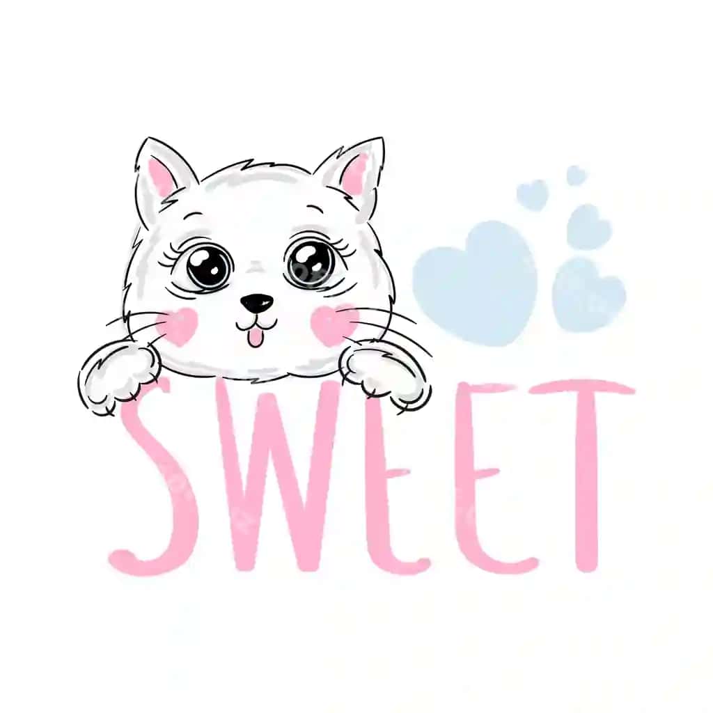 Shirin slovan chiroyli mushuk bilan rangli ikon vektor illustratsiyasi | Sweet slogan with cute cat colorful icon vector illustration