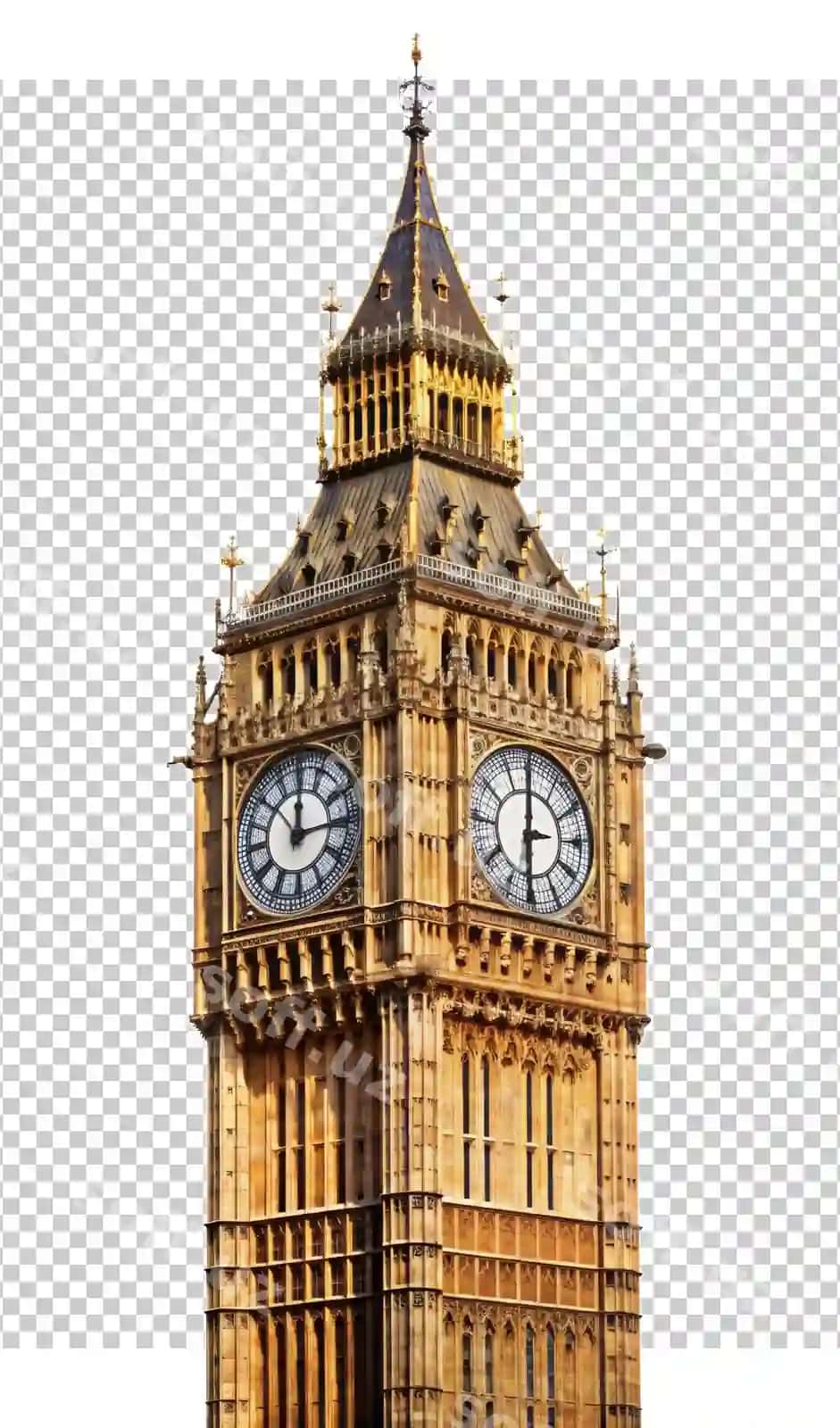 Big Ben soat minorasi ajraltirilgan shaffof fonda | Big ben clock tower isolated transparent background