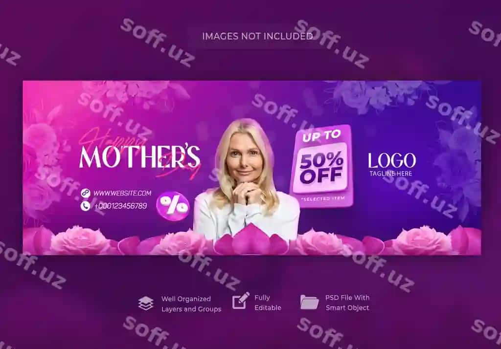 Onalar kuni bilan tabriklaymiz, chegirmali banner guldastasi | Happy mothers day sale banner flower