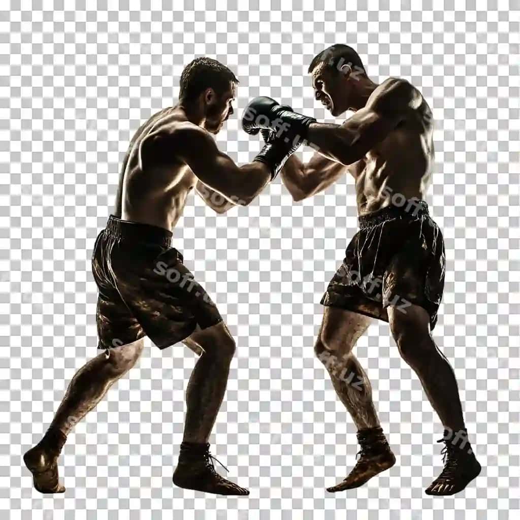 Ikki kishi shaffof fonda ideal sport bilan shug'ullanadi | Two men engaged fight ideal sports against transparent background