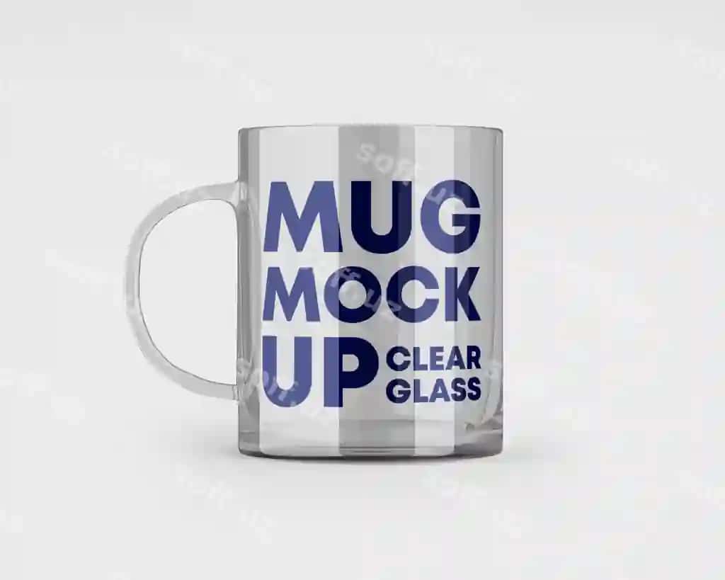 Yaltiroq shaffof shisha krujka maketi | Glossy clear glass mug mockup
