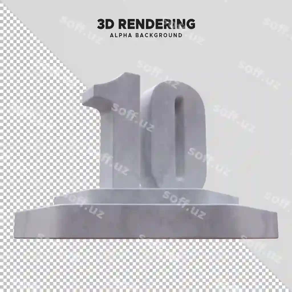 Psd 3d render marble tosh raqam 10 heksagon podium | Psd 3d rendering marble stone number 10 stand hexagon podium