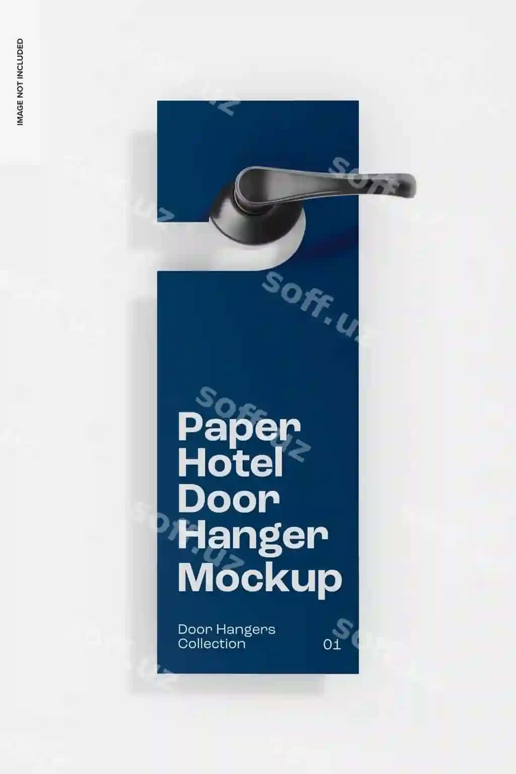 Qog'oz mehmonxona eshik asbobi mockup old tomoni | Paper hotel door hanger mockup front view