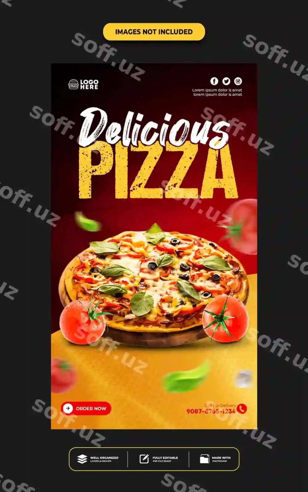 Ijtimoiy tarmoqlarda instagram hikoyalari shablonini joylashtiradigan restoran taomlari menyusi | Social media post instagram stories template restaurant food menu